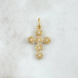 Dije Crúz Tupida 2.05gr / 2.8cm / Circones Blancos Oro Amarillo 18K