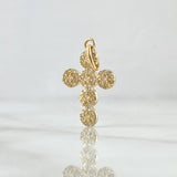 Dije Crúz Tupida 2.05gr / 2.8cm / Circones Blancos Oro Amarillo 18K