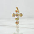 Dije Crúz Tupida 2.05gr / 2.8cm / Circones Multicolor Oro Amarillo 18K