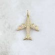 Dije Avión 2.85gr / 3.1cm / Circones Blancos Oro Amarillo 18K