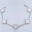 Pulso Aro Seguido Trebol (Italiana) 10.7gr / 19.5cm / 2mm Nacar Blanco Oro Blanco+4 18K (Joya) &