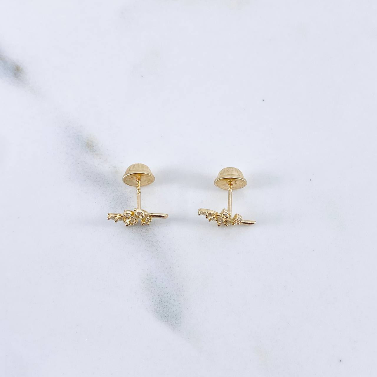 Topos Hoja 0.75gr / Circones Blancos Oro Amarillo 18K &