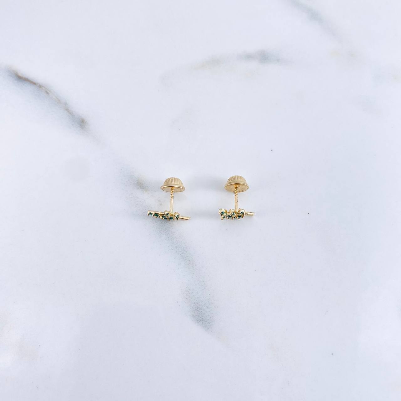 Topos Hoja 0.7gr / Circones Verdes Oro Amarillo 18K &