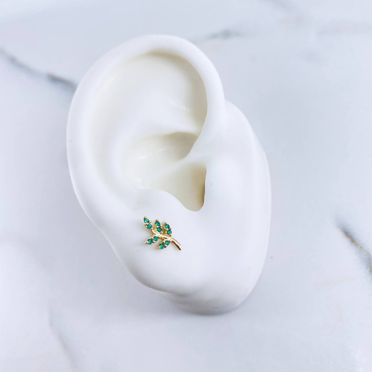 Topos Hoja 0.7gr / Circones Verdes Oro Amarillo 18K &
