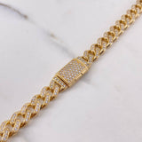 Cadena Cubana 45.35gr / 60cm / 8mm Broche Cajon Circones Blancos Oro Amarillo Nac.Esp. 18K &