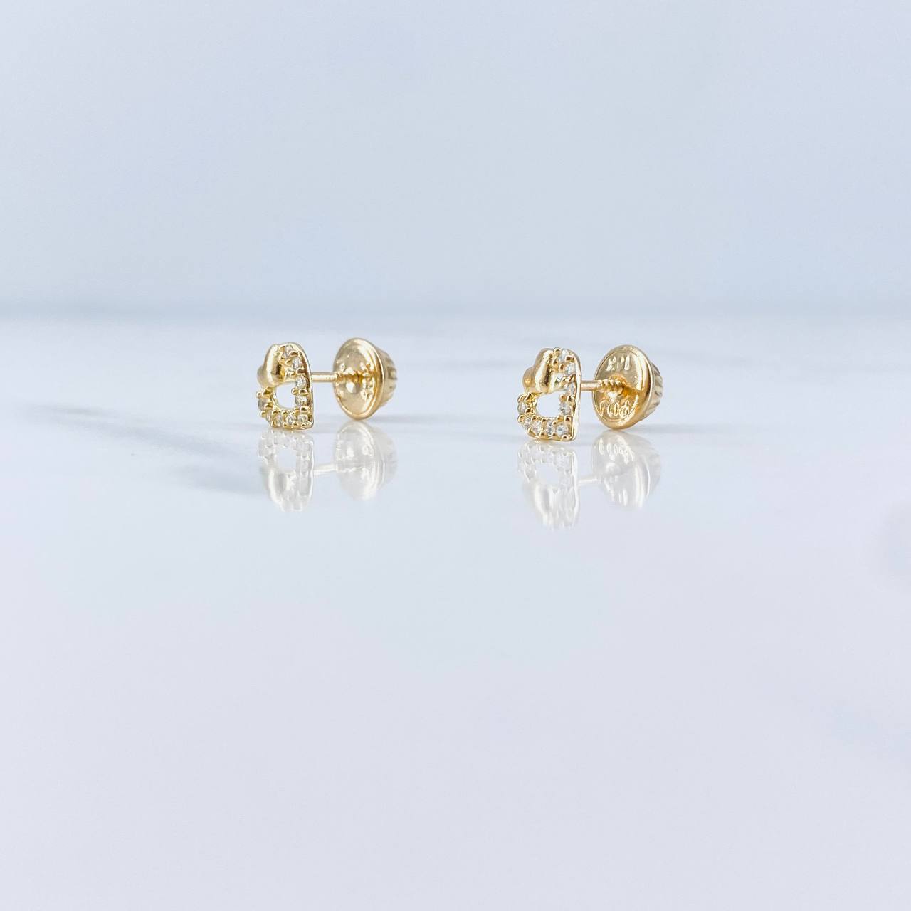 Topos Silueta Corazon 0.75gr / Circones Blancos Oro Amarillo 18K $