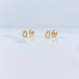 Topos Silueta Corazon 0.75gr / Circones Blancos Oro Amarillo 18K $
