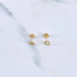 Topos Silueta Corazon 0.7gr / Circones Blancos Oro Amarillo 18K &