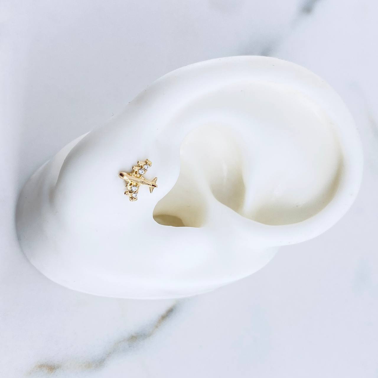 Topos Avion 0.7gr / Circones Blancos Oro Amarillo 18K &