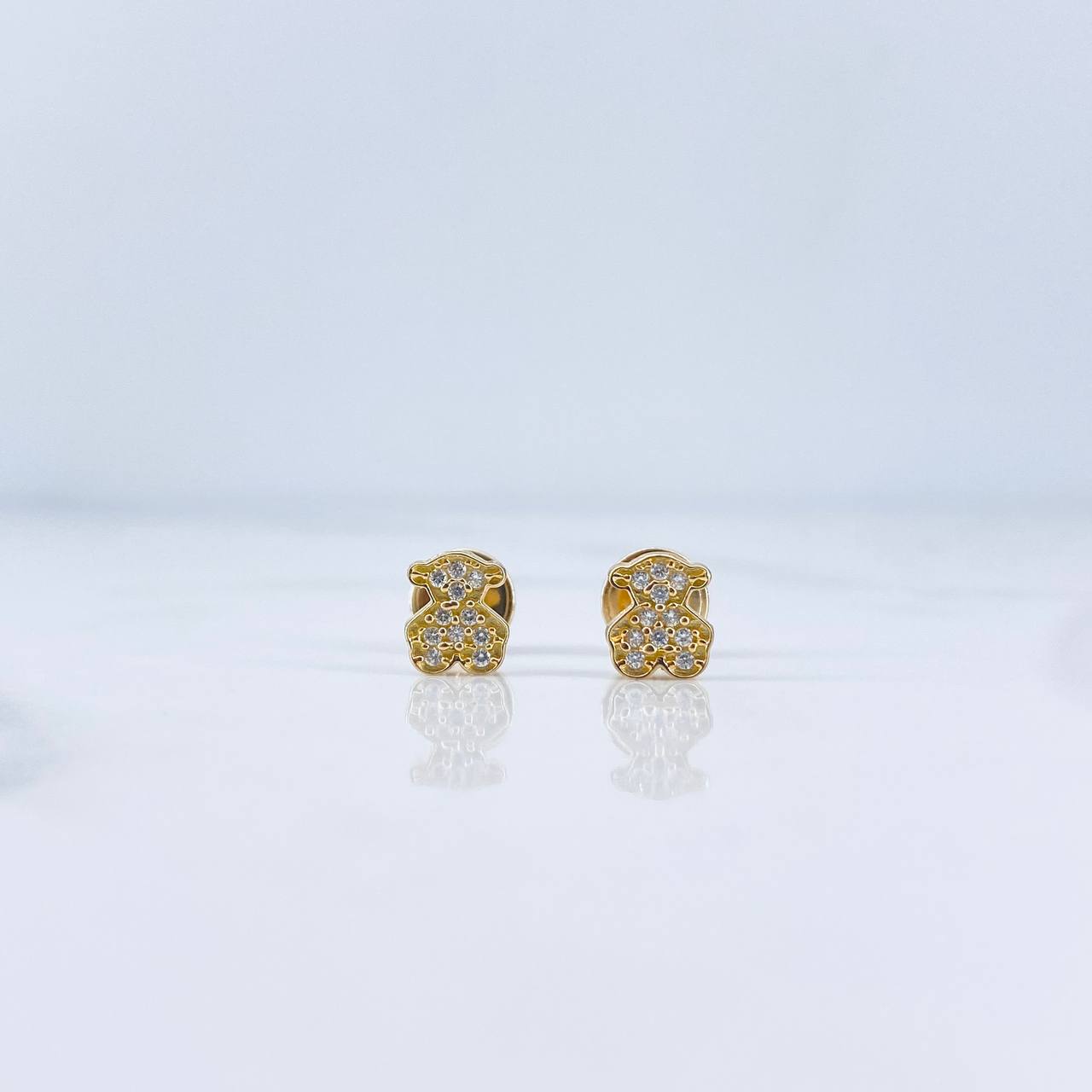 Topos Oso Ts 0.75gr / Circones Blancos Oro Amarillo 18K &