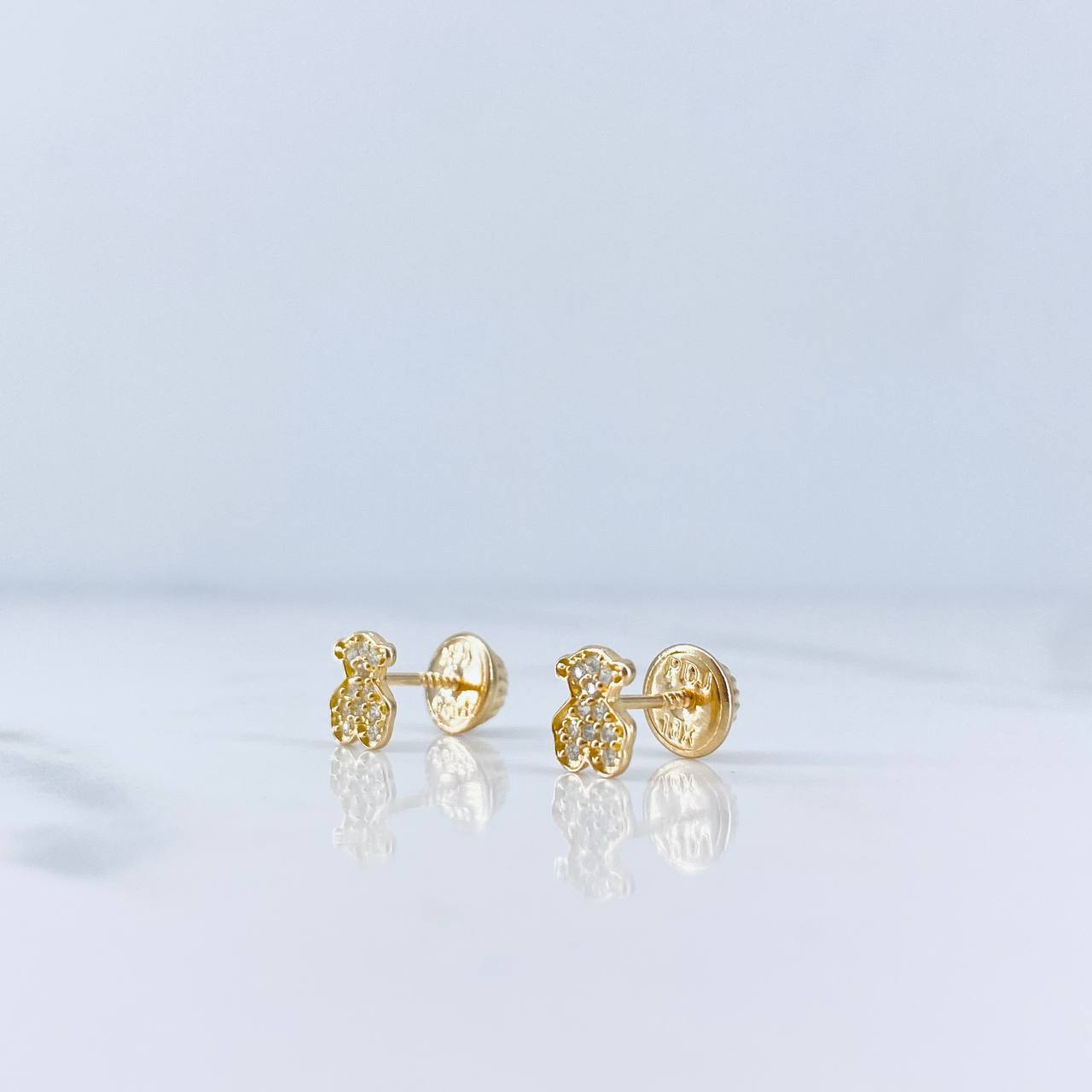 Topos Oso Ts 0.75gr / Circones Blancos Oro Amarillo 18K &