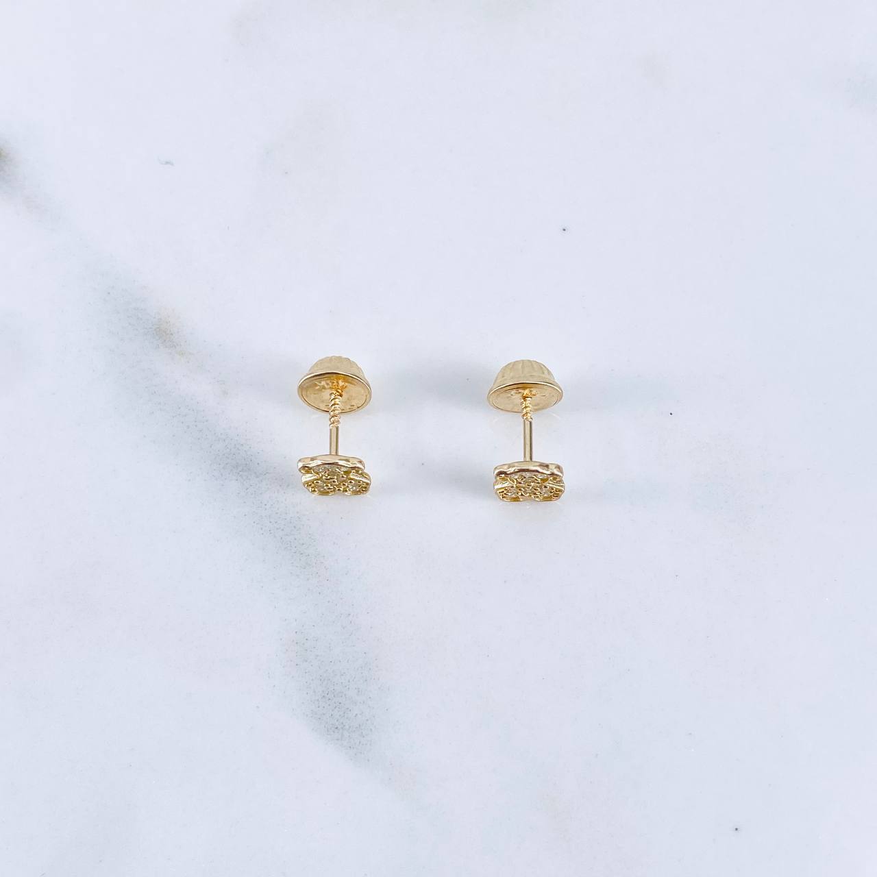 Topos Oso Ts 0.75gr / Circones Blancos Oro Amarillo 18K &