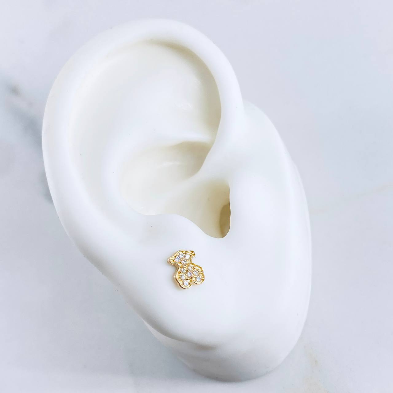 Topos Oso Ts 0.75gr / Circones Blancos Oro Amarillo 18K &