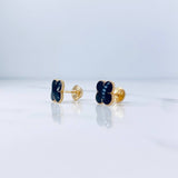 Topos Trebol 1.25gr / 8mm Resina Negra Oro Amarillo 18K &