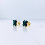 Topos Trebol 1.3gr / 8mm Resina Verde Oro Amarillo 18K &