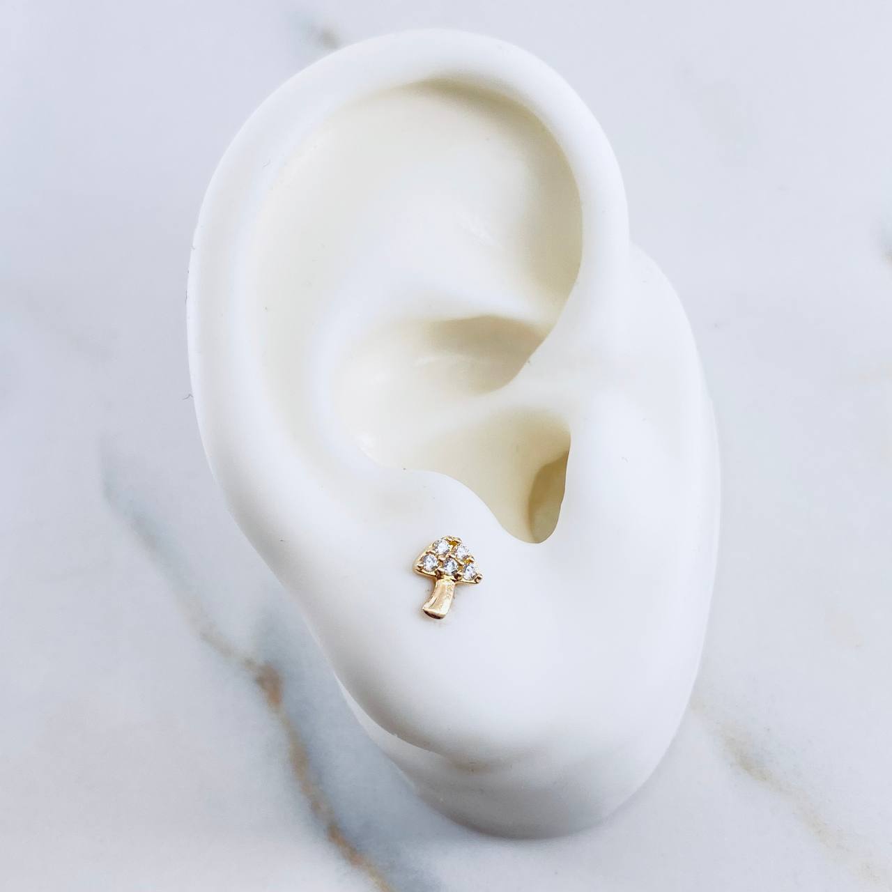 Topos Hongo 0.7gr / Circones Blancos Oro Amarillo 18K &