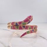 Pulso Aro Serpiente 41.8gr / 20.42cm / Circones Fucsias Verdes Azules Blancos Oro Rosa 18K &