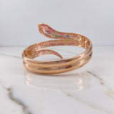 Pulso Aro Serpiente 41.8gr / 20.42cm / Circones Fucsias Verdes Azules Blancos Oro Rosa 18K &