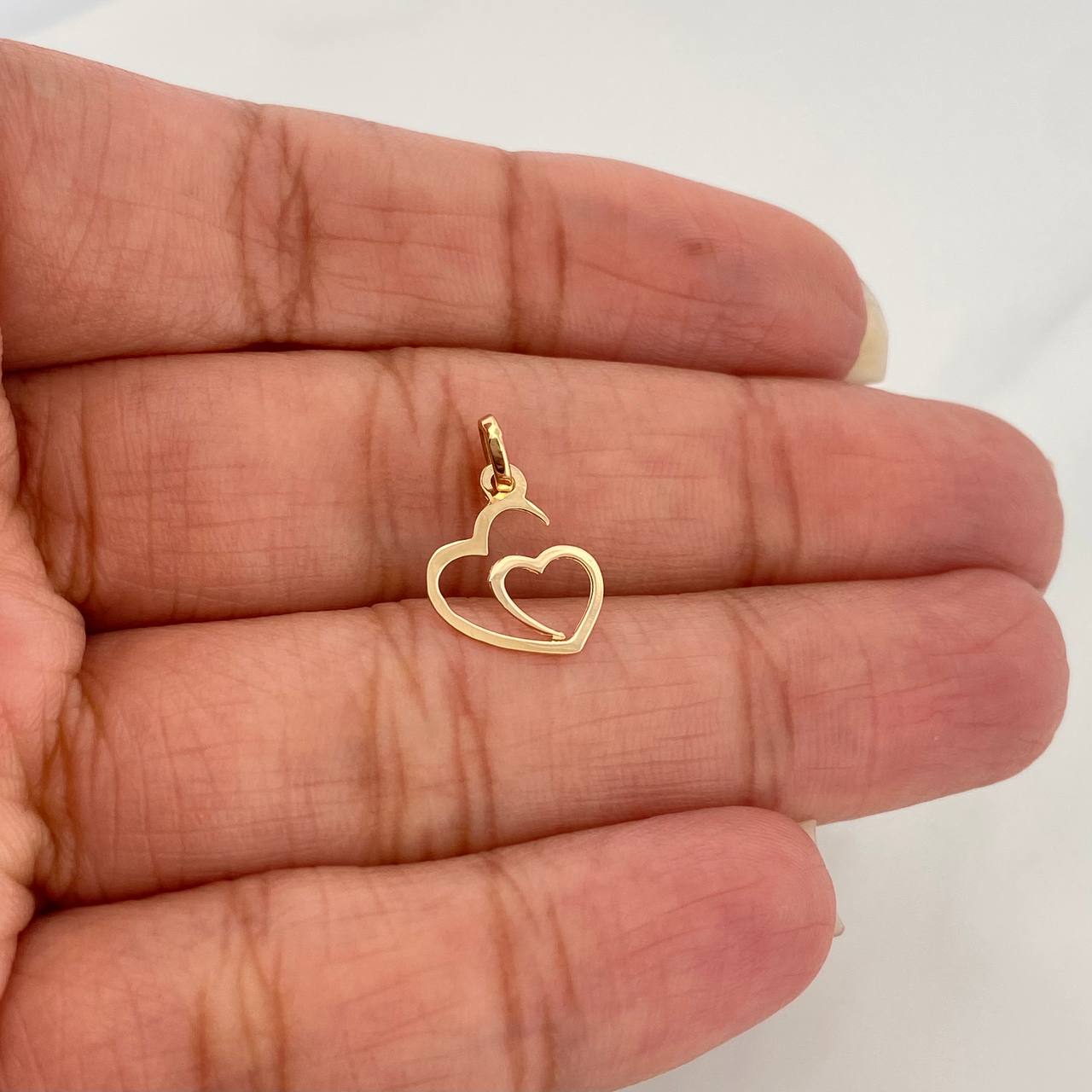 Dije Silueta Corazón Doble 0.25gr / 1.5cm / Oro Amarillo 18K %