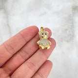 Dije Oso 7.35gr / 3cm / Circones Blancos Y Negros Oro Amarillo 18K *