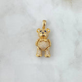 Dije Oso Articulado 8.6gr / 3.7cm / Moño - Circones Blancos Y Azules Oro Amarillo 18K *