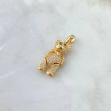Dije Oso Articulado 8.6gr / 3.7cm / Moño - Circones Blancos Y Azules Oro Amarillo 18K *