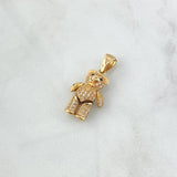 Dije Oso Articulado 4.55gr / 3cm / Corbata - Circones Blancos Y Negros Oro Amarillo 18K *