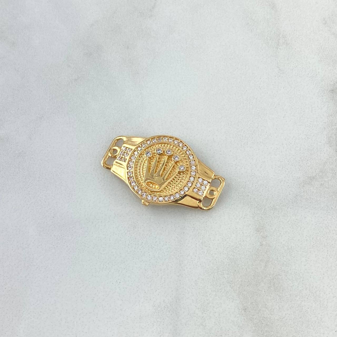 Herraje Cinturon Corona Rx 3.5gr / 2.7cm / Circones Blancos Oro Amarillo 18K *