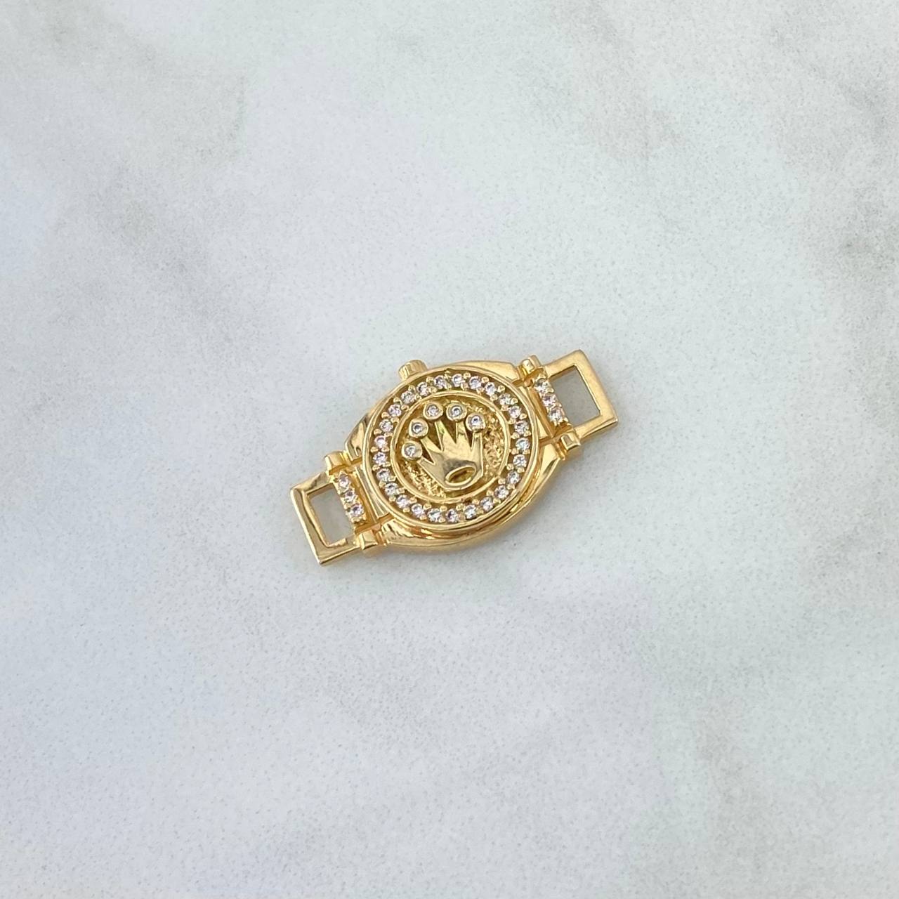 Herraje Cinturon Corona Rx 2.8gr / 2.3cm / Circones Blancos Oro Amarillo 18K *