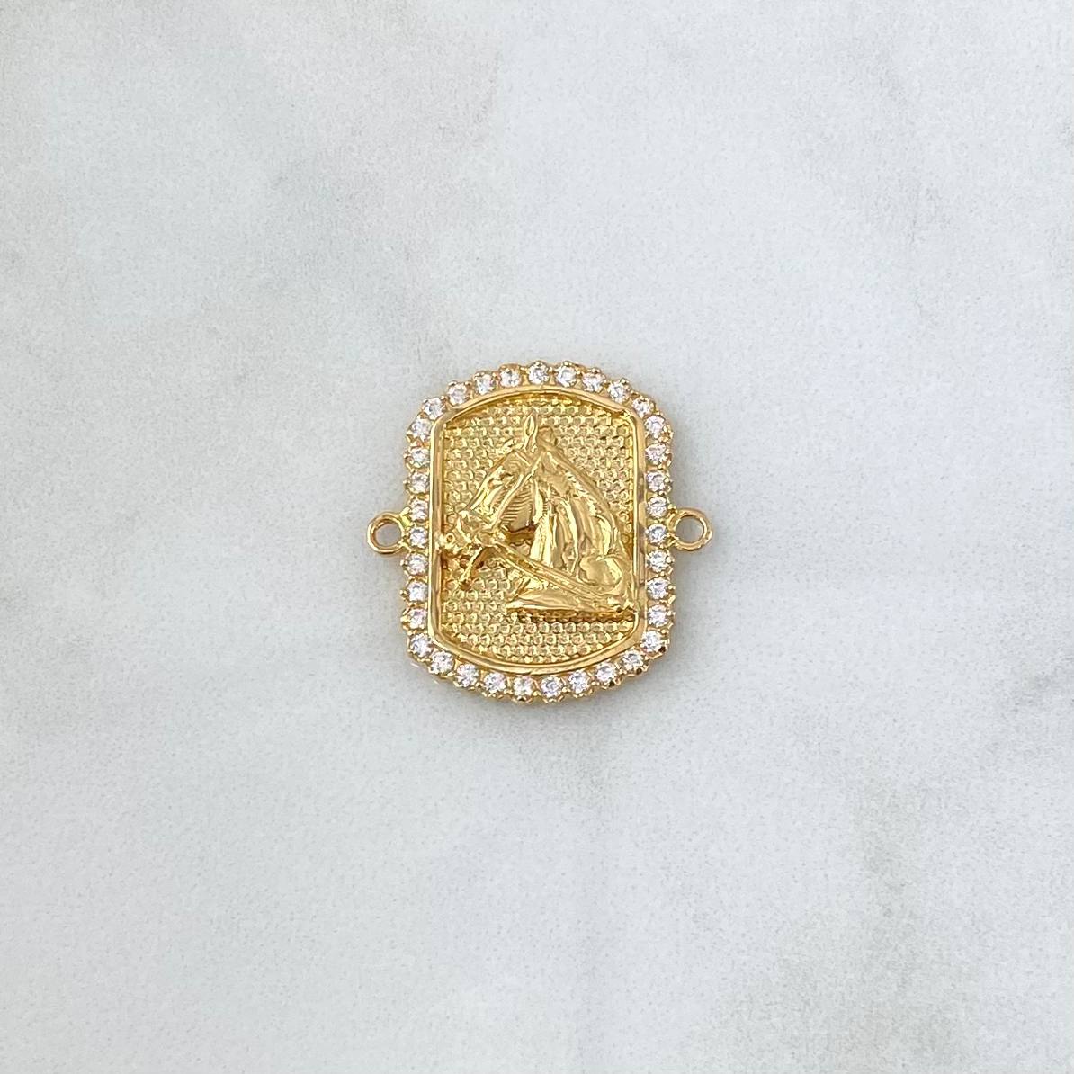 Herraje Marco Caballo 6.05gr / 2.4cm / Circones Blancos  Oro Amarillo 18K *