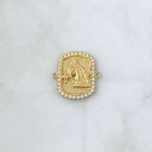 Herraje Marco Caballo 6.05gr / 2.4cm / Circones Blancos  Oro Amarillo 18K *