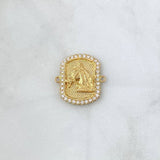 Herraje Marco Caballo 6.05gr / 2.4cm / Circones Blancos  Oro Amarillo 18K *