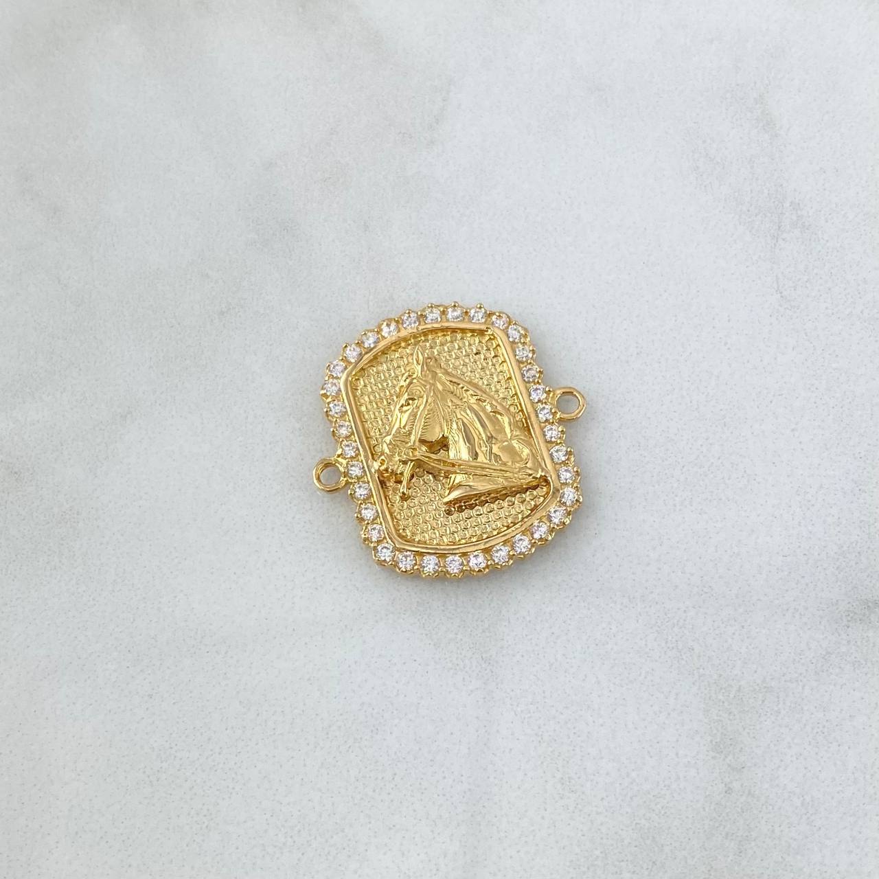 Herraje Marco Caballo 6.05gr / 2.4cm / Circones Blancos  Oro Amarillo 18K *