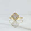 Anillo Trebol VCyA 1.95gr / T7 1/4 / Nacar Blanco Punteado Oro Amarillo 18K *