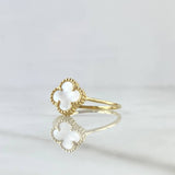 Anillo Trebol VCyA 1.95gr / T7 1/4 / Nacar Blanco Punteado Oro Amarillo 18K *
