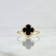Anillo Trebol VCyA 1.9gr / T6 1/4 / Onix Negro Punteado Oro Amarillo 18K *