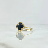 Anillo Trebol VCyA 1.9gr / T6 1/4 / Onix Negro Punteado Oro Amarillo 18K *