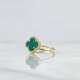 Anillo Trebol VCyA 1.85gr / T5 3/4 / Malaquita Verde Punteada Oro Amarillo 18K *