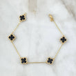 Pulso Trebol VCyA 6.9gr / 19cm / Onix Negro Punteado Oro Amarillo 18K *
