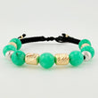 Pulsera Tejida Morallas /Cilindros 6Mm-3Mm Dos Oros Amarillo Blanco 18K