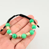 Pulsera Tejida Morallas /Cilindros 6Mm-3Mm Dos Oros Amarillo Blanco 18K