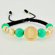 Pulsera Tejida Virgen Guadalupe Morallas 8Mm-7Mm-6Mm-3Mm Dos Oros Amarillo Blanco 18K