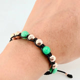 Pulsera Tejida Morallas 8Mm-3Mm Oro Rosa 18K