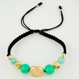 Pulsera Tejida Virgen Milagrosa Morallas 8Mm-7Mm-6Mm-5Mm-3Mm Oro Amarillo 18K