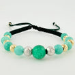 Pulsera Tejida Morallas Bolas Diamantas 8Mm-6Mm-5Mm-3Mm Dos Oros Amarillo Blanco 18K