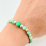Pulsera Tejida Morallas Bolas Diamantas 8Mm-6Mm-5Mm-3Mm Dos Oros Amarillo Blanco 18K