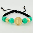 Pulsera Tejida Virgen Guadalupe Morallas 8Mm-7Mm-3Mm Oro Amarillo 18K