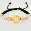 Pulsera Tejida Virgen Milagrosa Cilindros 6Mm-3Mm Oro Amarillo 18K