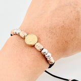 Pulsera Tejida Virgen Milagrosa Cilindros 6Mm-3Mm Oro Amarillo 18K