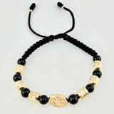 Pulsera Tejida Herraje San Benito Cilindros 6Mm-3Mm Oro Amarillo 18K